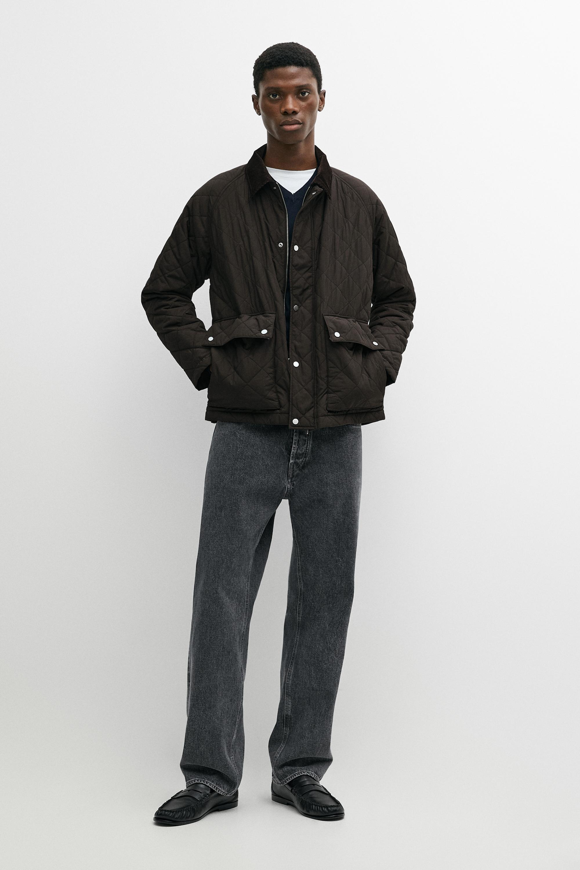 Veste matelassée col velours côtelé